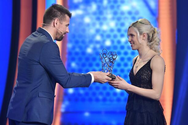Kateřina Svitková na předávání ceny Fotbalistka roku 2019